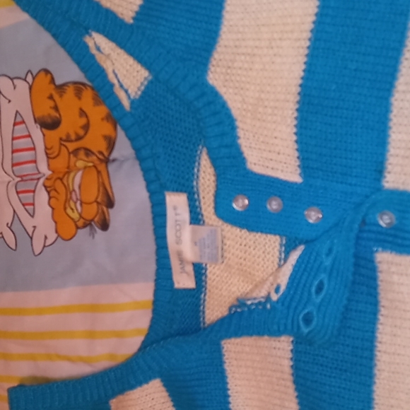 SexyVintage 80s Button DownTurquoise Blue & Cream Tank Style Sweater Crop Top 💙 - Picture 12 of 13